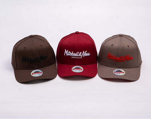 Mitchell & Ness Pinscript Redline Snapback Branded Burgundy / White Cap