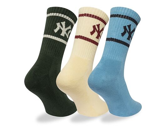 Socks New Era - MLB Crew Socks 3pk - NY Yankees - Green / Cream / Blue