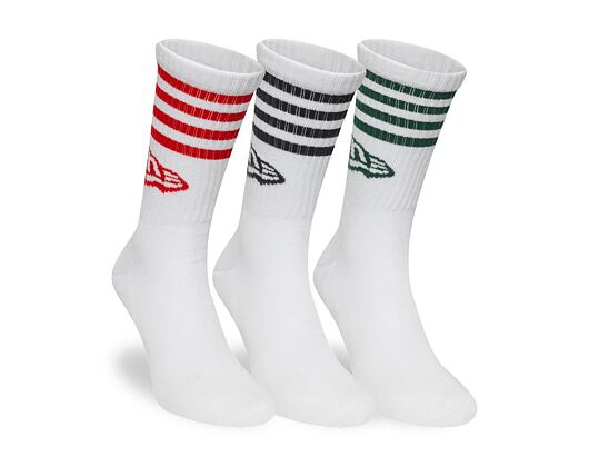 Socks New Era - Stripe Crew Socks 3pk - White