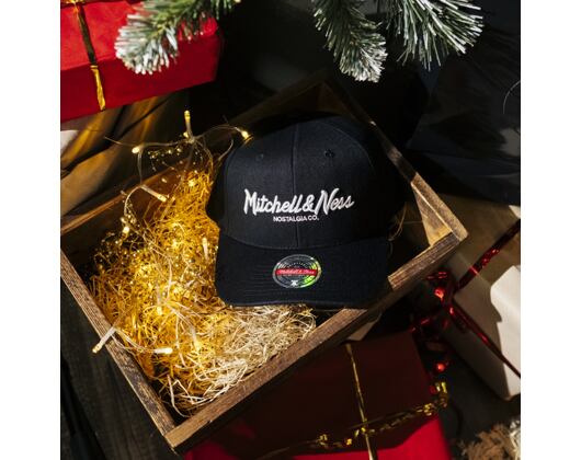 Mitchell & Ness Pinscript Redline Snapback Branded Black / White Cap