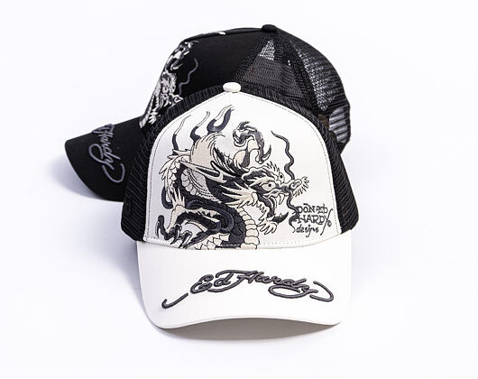 Cap Ed Hardy - Mono Giant Dragon Twill Front Mesh Trucker - White/Black