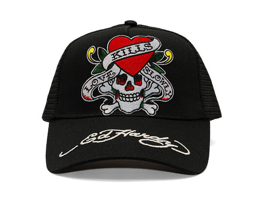 Cap Ed Hardy - Love-Slowly Twill Front Mesh Trucker - Black