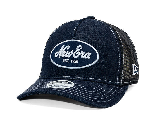 Womens Cap New Era - Branded Denim Oval Logo 9FORTY M-CROWN A-Frame Trucker - Navy