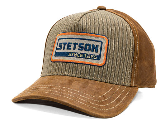 Cap Stetson - Cotton Linen Stripe Trucker - Olive Stripe / Brown