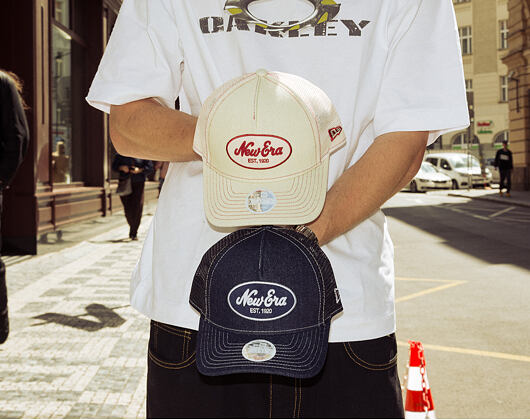 Womens Cap New Era - Branded Denim Oval Logo 9FORTY M-CROWN A-Frame Trucker - Navy