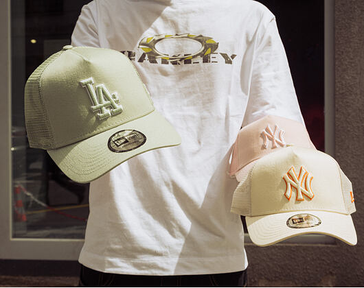 Cap New Era - MLB Outline 9FORTY A-Frame Trucker - NY Yankees - Cream / Orange