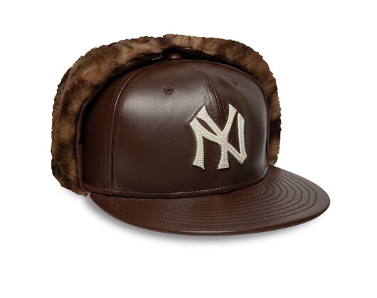 Cap New Era - MLB IMAGE DROP Leather Dog-Ear 59FIFTY - NY Yankees - Deep Auburn