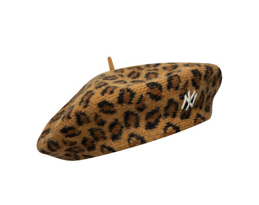 Womens Beret New Era - MLB Leopard Beret - NY Yankees - Stone / Black