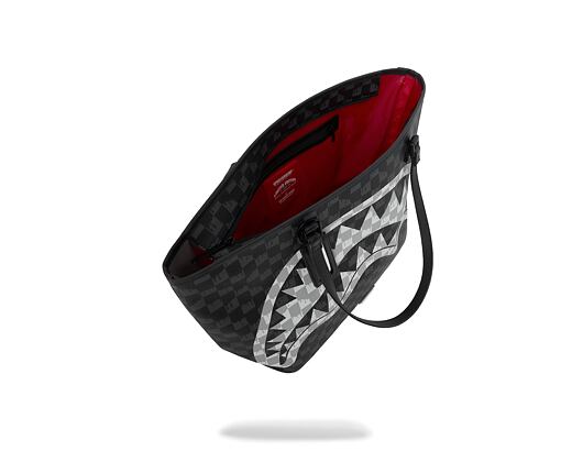 Bag Sprayground - Black And White Drip Check Shark Tote
