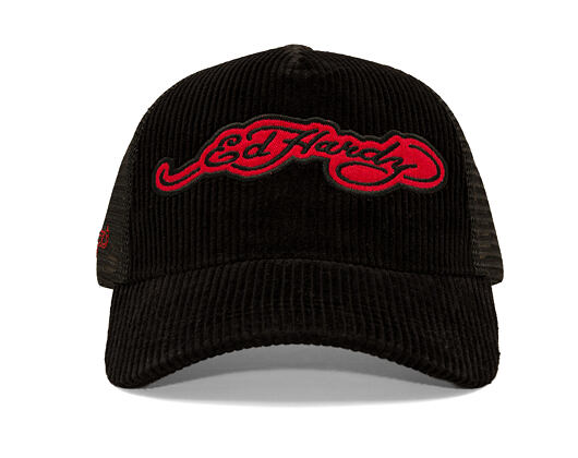 Cap Ed Hardy - Embroidery Applique Cord 5 Panel Trucker Cap - Black
