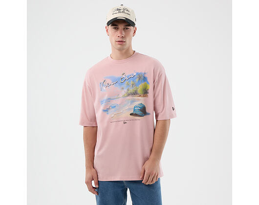 Tee New Era - Branded Beach Graphic Oversized Tee - Pink Rouge