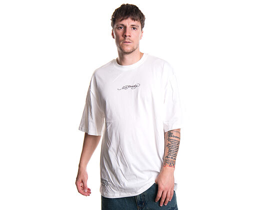Tee Ed Hardy - Mens Don Wolf Eagle Panther Relaxed T-Shirt - White