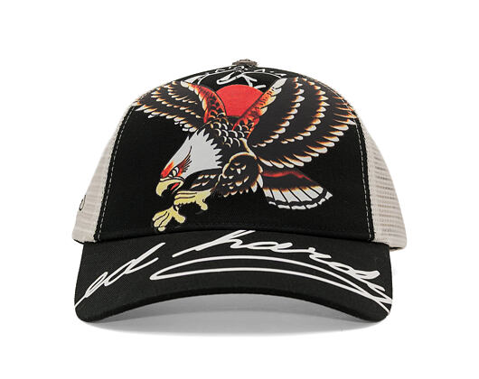 Cap Ed Hardy - Unisex Soaring Eagle Ed Hardy Script 5 Panel Cap - Black/Blue Wash