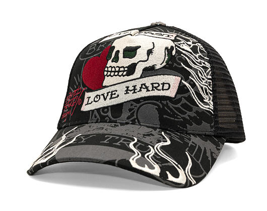 Cap Ed Hardy - Unisex Live Fast Love Hard 5 Panel Trucker Cap - Black