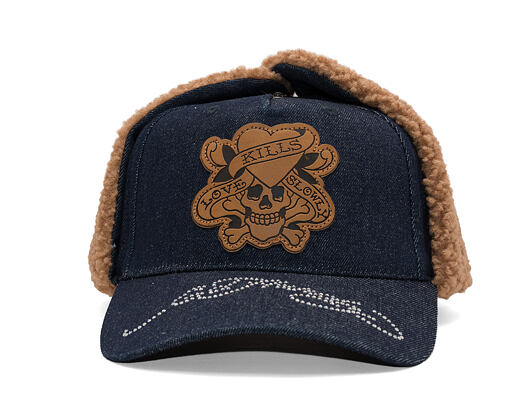 Cap Ed Hardy - Unisex Love Kills Slowly Denim 5 Panel Trapper Cap - Indigo