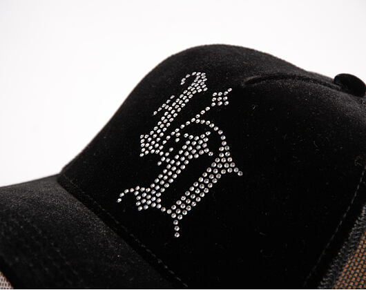Womens Cap Von Dutch - Baseball - Velvet Rhinestone Logo - Black