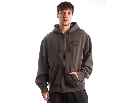 Sweatshirt Champion - Washed Black Hoodie Full Zip Sweatshirt