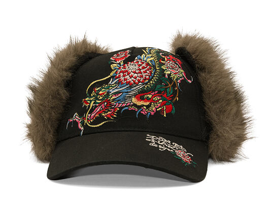 Cap Ed Hardy - Crawling Dragon Trapper - Black