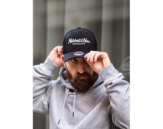 Mitchell & Ness Pinscript Redline Snapback Branded Black / White Cap