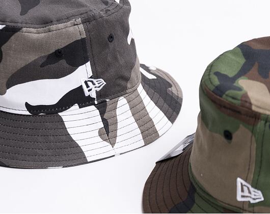 New Era Patterned Tapered Woodland Camo Bucket Hat