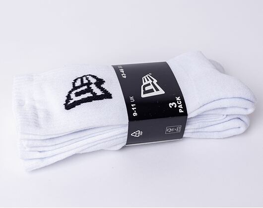 New Era Flag Crew 3Pack White Socks