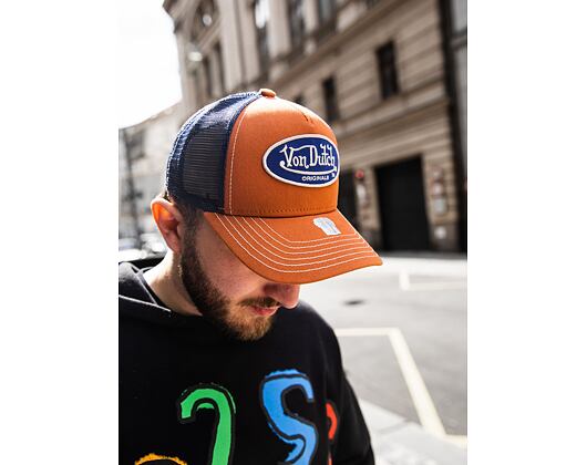 Von Dutch Boston Trucker Cotton Twill Orange/Navy Cap