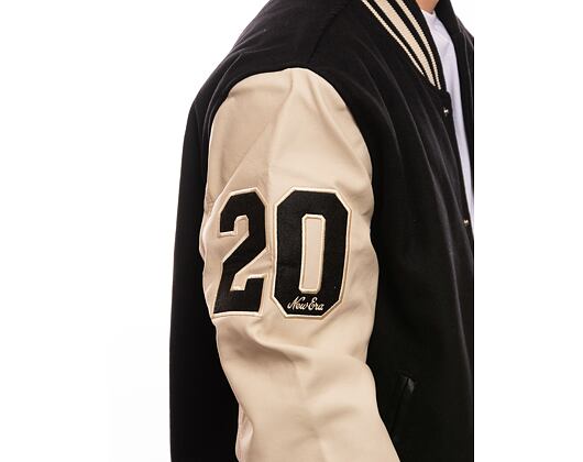 Bunda New Era Script Logo Varsity Jacket Black / Off White