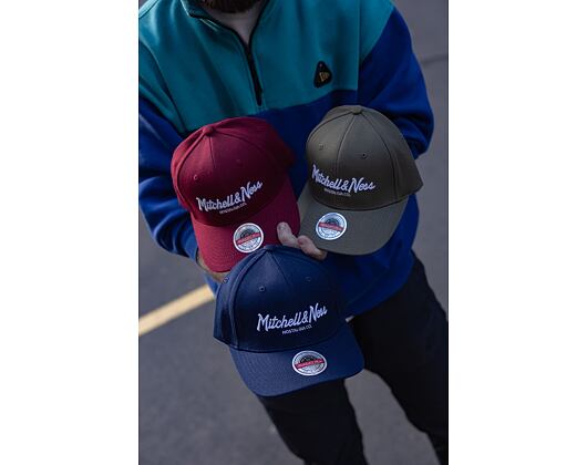 Kšiltovka Mitchell & Ness - Branded Pinscript Classic Red - Burgundy/White