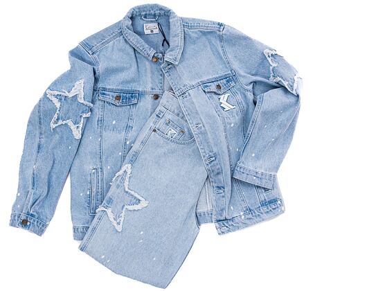 Džínová bunda Karl Kani OG Paintsplatter Denim Trucker Jacket Bleached blue/white