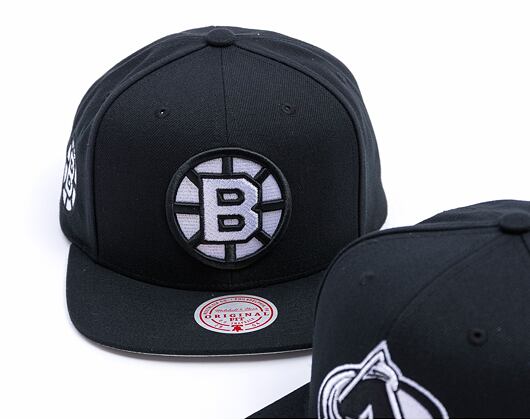 Kšiltovka Mitchell & Ness - Boston Bruins - Evergreen Black White Snapback Vntg - Black