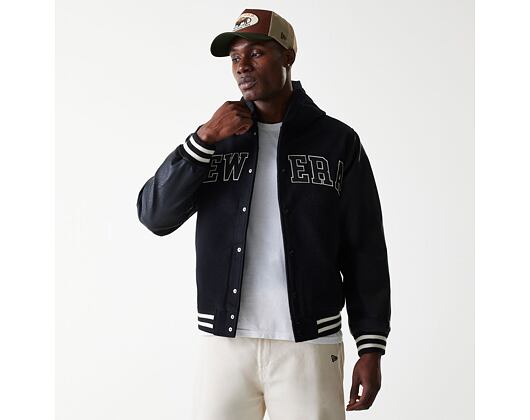 Bunda New Era - Hooded Varsity Jacket - Black