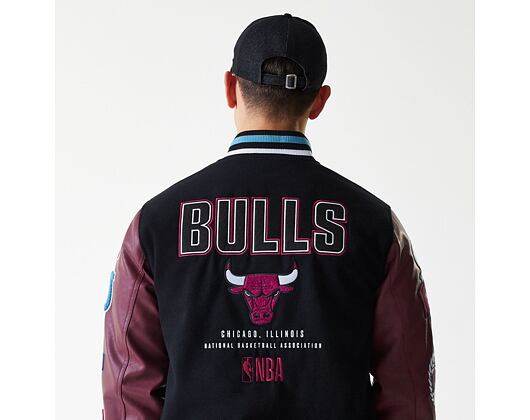 Bunda New Era - NBA Patch Varsity Jacket - Chicago Bulls - Black