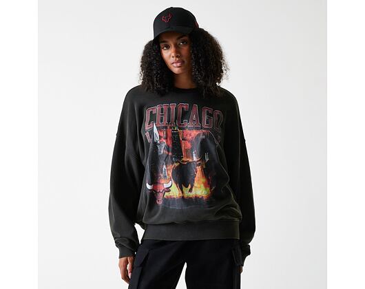 Mikina New Era - NBA Washed Graphic Crewneck - Chicago Bulls - Black