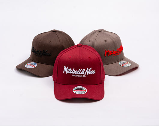 Mitchell & Ness Pinscript Redline Snapback Branded Burgundy / White Cap