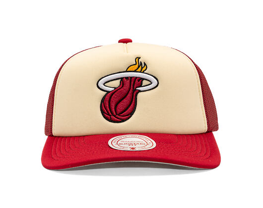 Kšiltovka Mitchell & Ness - NBA Vintage Block Trucker - Miami Heat - Cream
