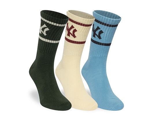 Socks New Era - MLB Crew Socks 3pk - NY Yankees - Green / Cream / Blue