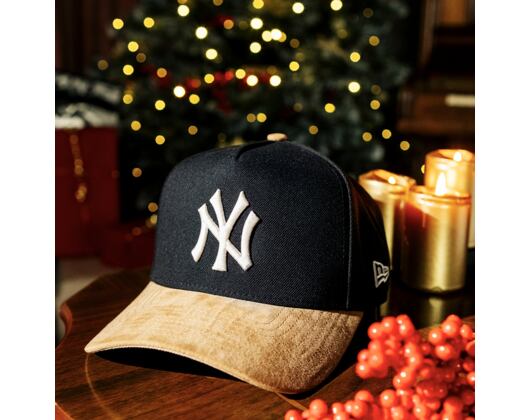 Cap New Era - MLB Suede Visor 9FORTY A-Frame - NY Yankees - Black / Camel