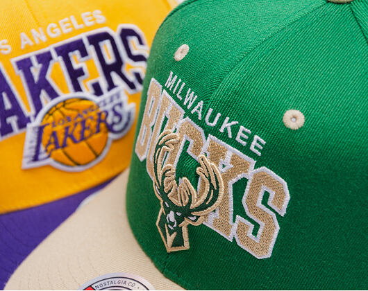 Cap Mitchell & Ness - NBA Team Arch Snapback - Milwaukee Bucks - Green / Beige