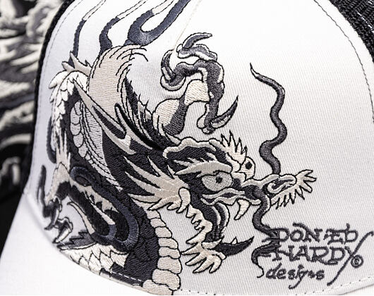 Cap Ed Hardy - Mono Giant Dragon Twill Front Mesh Trucker - White/Black