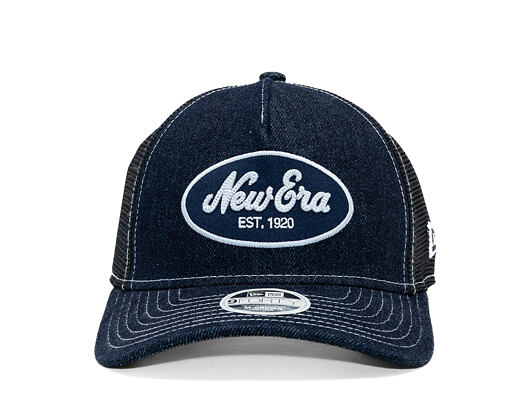 Womens Cap New Era - Branded Denim Oval Logo 9FORTY M-CROWN A-Frame Trucker - Navy