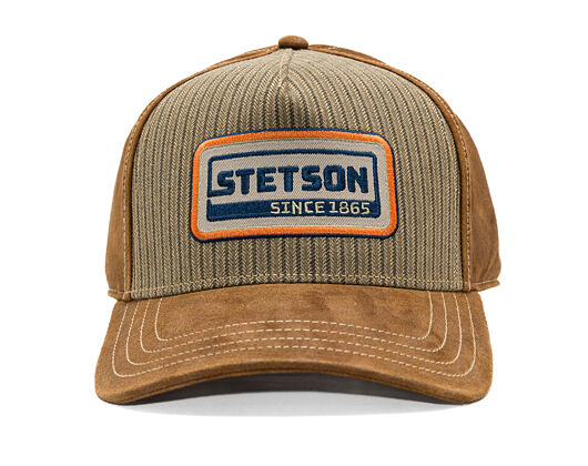 Cap Stetson - Cotton Linen Stripe Trucker - Olive Stripe / Brown