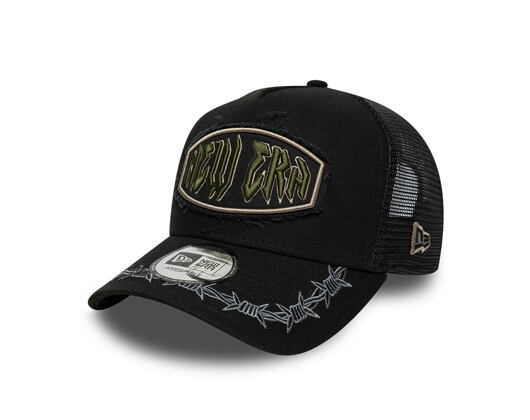 Cap New Era - Branded Distressed Patch 9FORTY A-Frame Trucker - Black