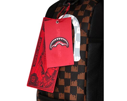 Backpack Sprayground - Brown And Cream Drip Check Shark Backpack
