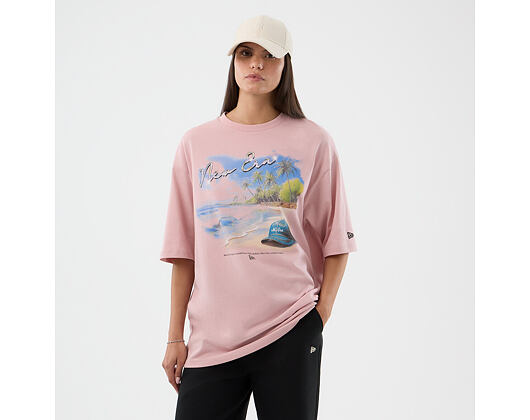 Tee New Era - Branded Beach Graphic Oversized Tee - Pink Rouge