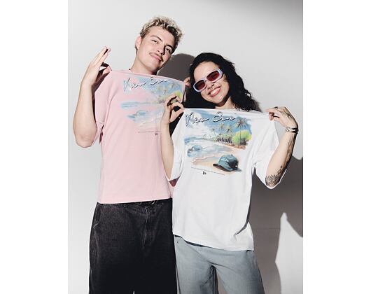 Tee New Era - Branded Beach Graphic Oversized Tee - White