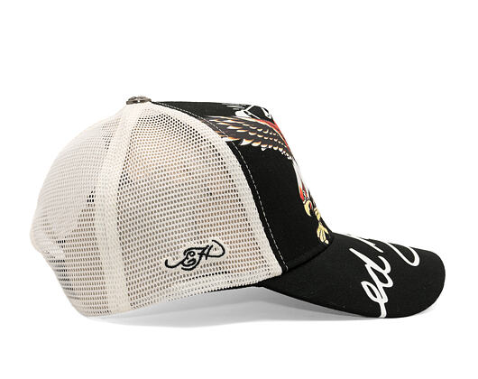 Cap Ed Hardy - Unisex Soaring Eagle Ed Hardy Script 5 Panel Cap - Black/Blue Wash