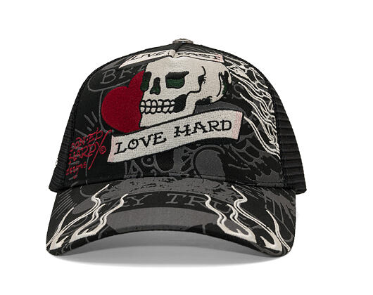 Cap Ed Hardy - Unisex Live Fast Love Hard 5 Panel Trucker Cap - Black
