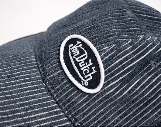 Cap Von Dutch - Striped Corduroy Oval Patch Baseball - Navy