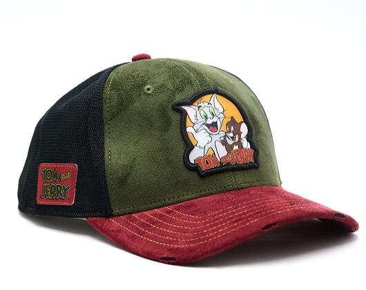 Cap Capslab - Tom & Jerry Trucker - Best Buddies Suede - Olive / Burgundy