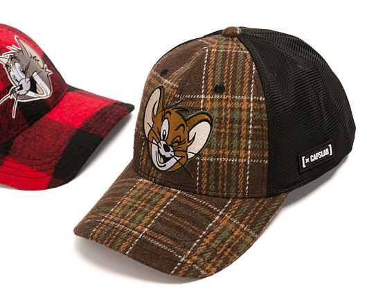 Cap Capslab - Tom & Jerry Trucker - Jerry Wink Checkered - Brown / Black
